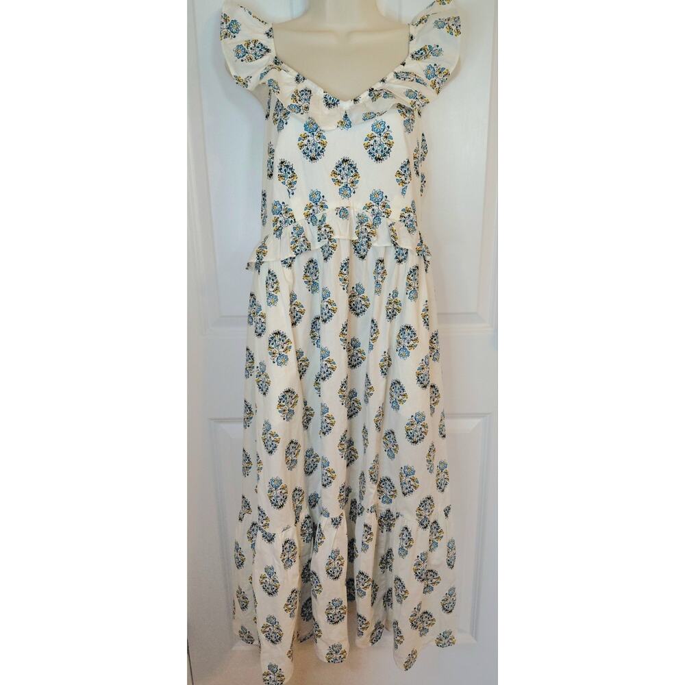 Boho Cottagecore J Crew Maxi Dress Womens 10 Tiered Ruffle Romantic Floral NWT